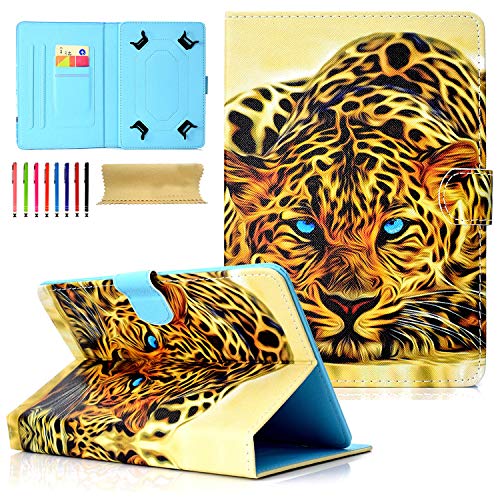 Universal Folio Case For 7 Inch Tablet, Cookk Pu Leather Multi-Angle Stand Magnetic Cover With Card Holder For 6.5" To 7.5" Tablet, Ect, Lion #TOP2