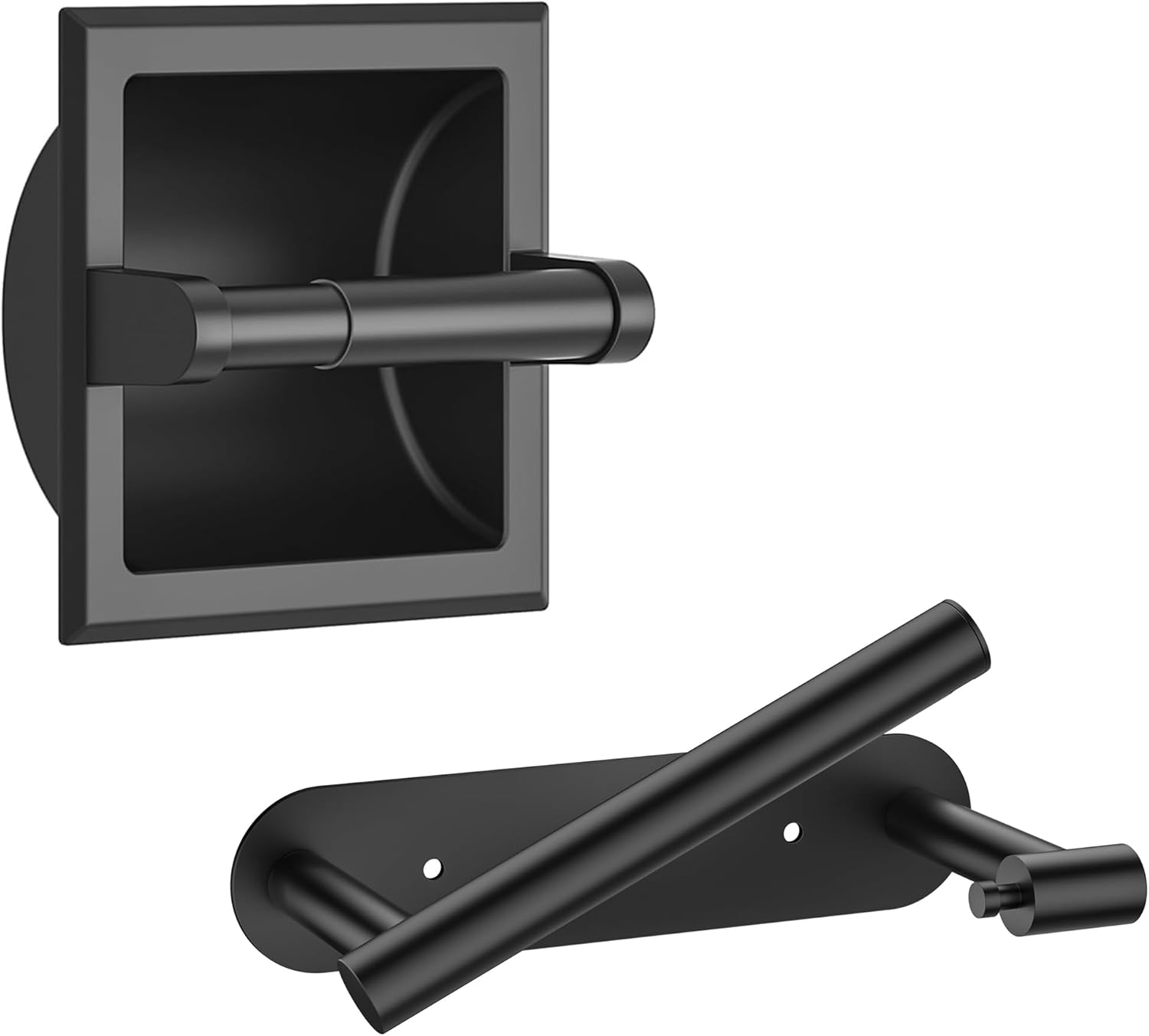 FORIOUS Toilet Paper Holder, Adhesive or Screw Wall Mount Pivoting Tissue Roll Holder for Bathroom, FORIOUS Recessed Toilet Paper Holder, Stainless Steel Durable Tissue Roll Holder Wall Mount for Bath