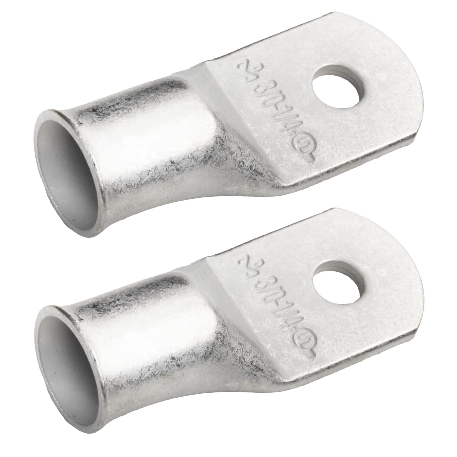SELTERM 3/0 AWG - 1/4" (M6) ⌀ Hole UL Marine Grade Wire Lugs, Battery Cable Ends, Tinned Copper Eyelets, Tubular Ring Terminal Connectors [B84] - 2 Pack