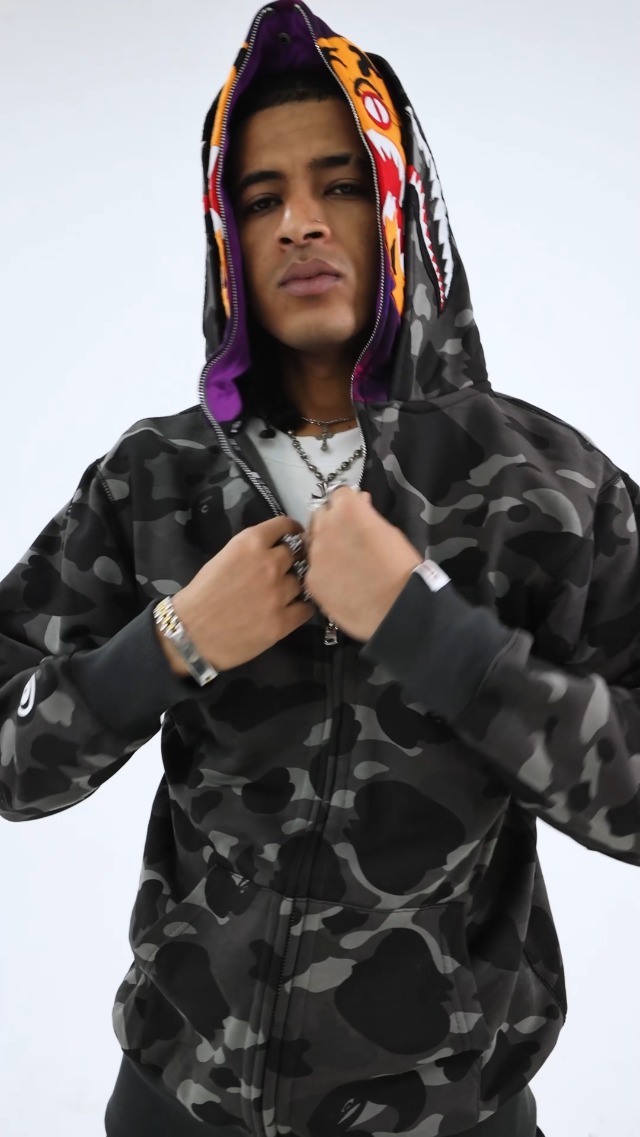 RICK TOP ONE Unisex Shark Camo Zip-Up Hoodie with Eye-Catching
