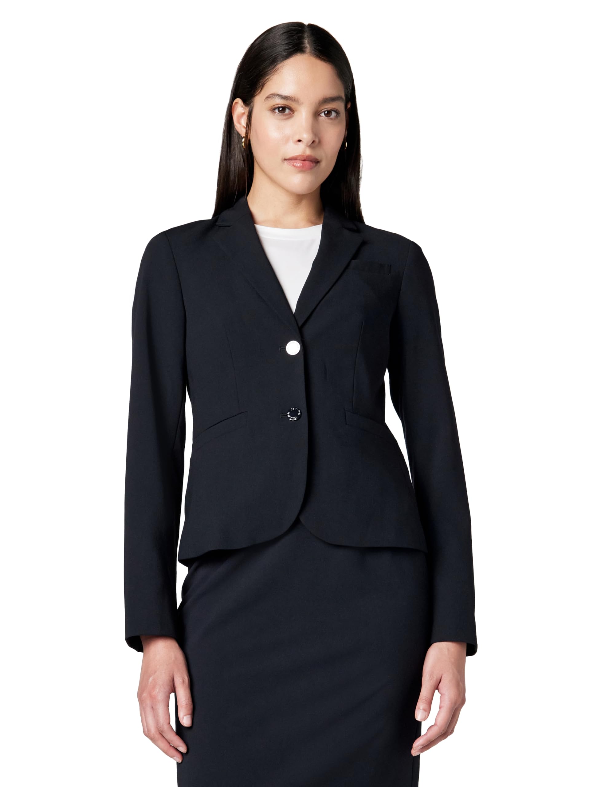 Calvin Klein Women's Navy Two Button Lux Suit Blazer, 8