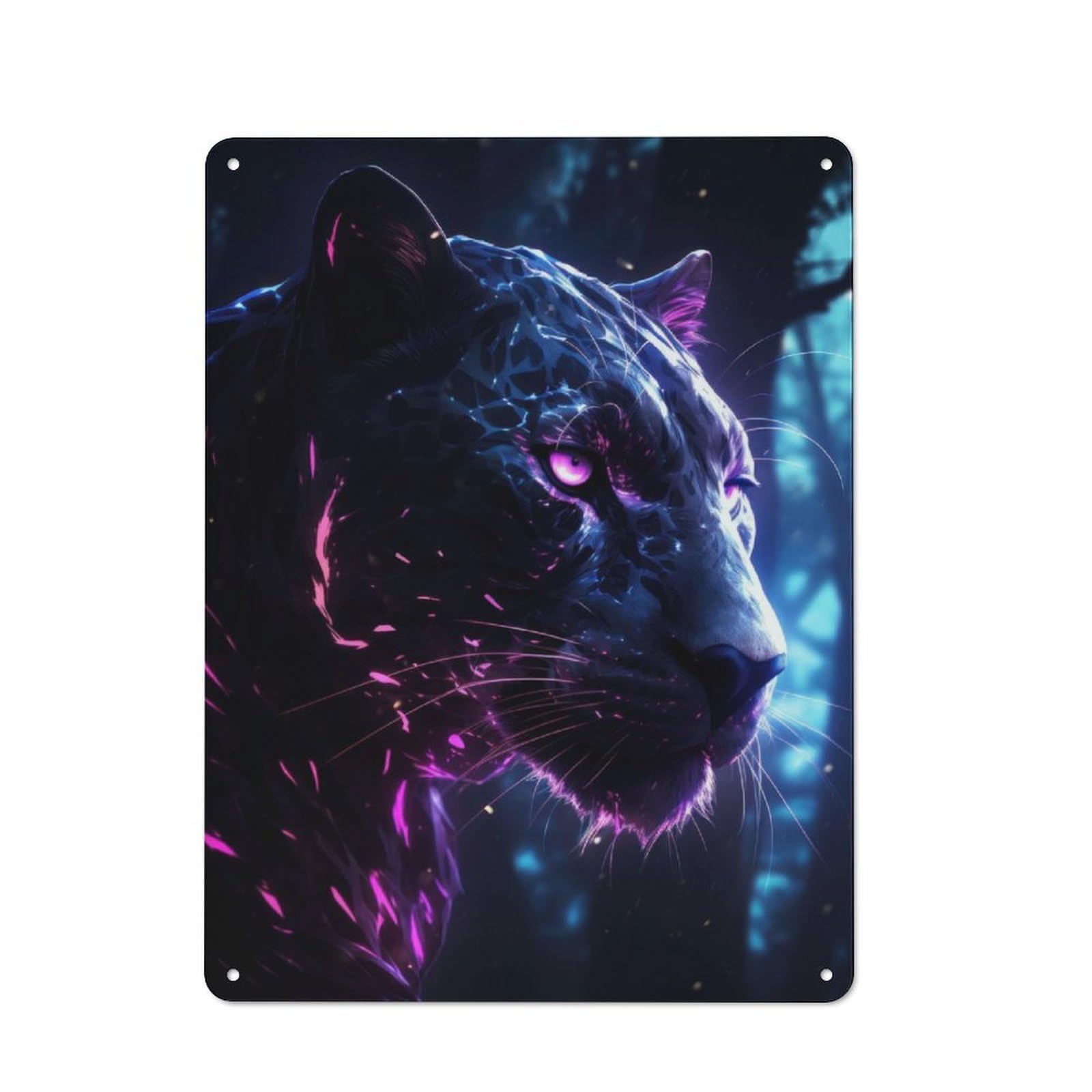 Junmoney Panther Glowing Retro Metal Sign With Design 40X30cm, Weathered Look Shed Wall Plaque For Garage, Workshop, Shed Or Utility Room