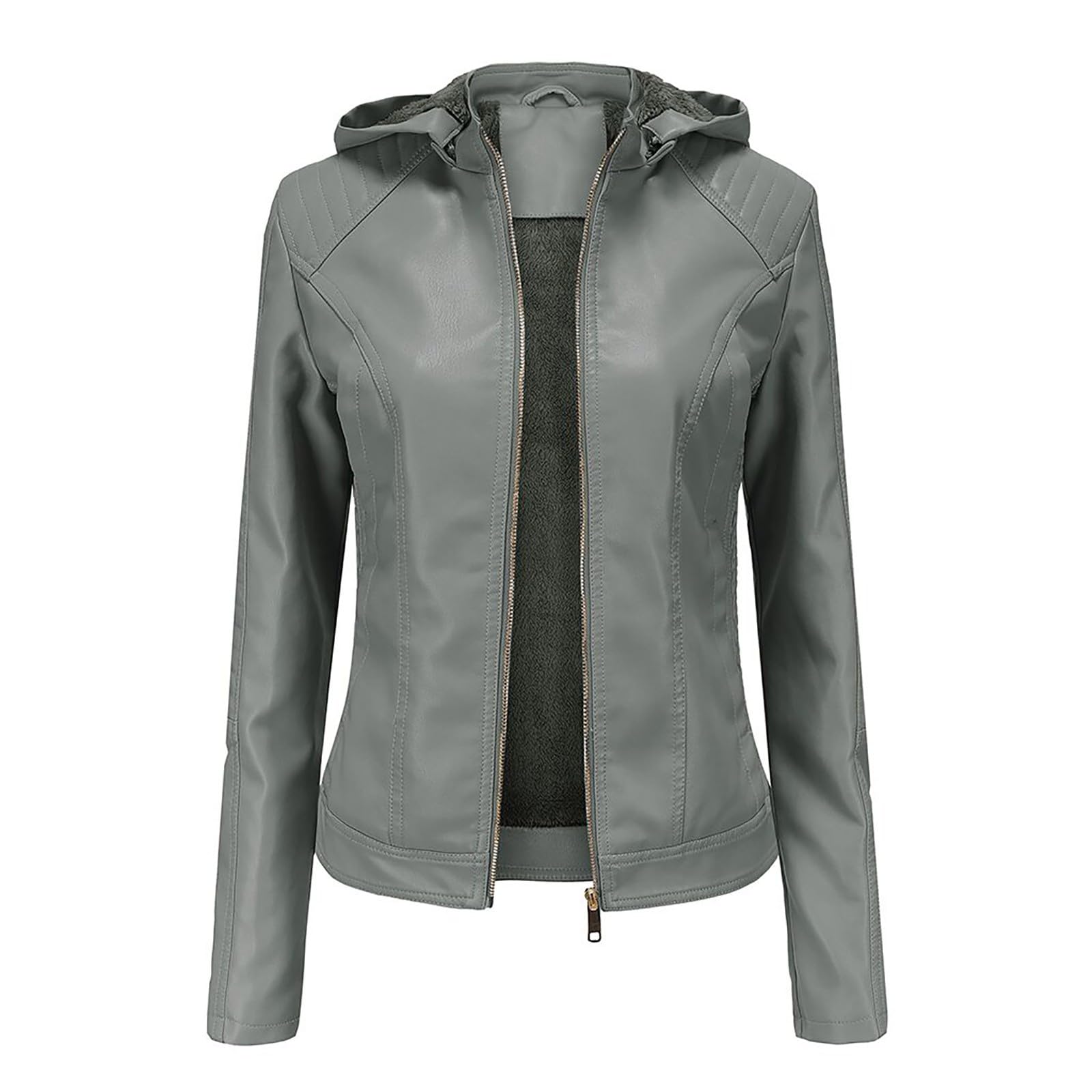 Générique Blouson Cuir Biker Revers Veste Motard Femme Jacket Bombers Aviateur Léger Manteau Moto Printemps/Automne Veste Zippée Femme Sport Veste Femme Rose