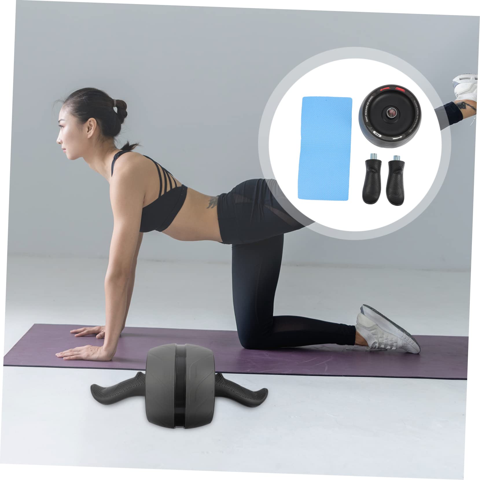 equipo de ejercicio rueda de rodillo de ejercicio equipo de gimnasio maquinas gym material gimnasio equipo de entrenamiento rueda de rodillos de fitness abdominales Grey