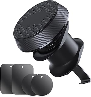 Amiss Magnetic Car Mobile Phone Mount [6 Strong Magnets] Cell Phone Ring Holder Grip, Hands Free Phone Mount for Vehicle Air Vent Clip, Automobile Cradles Accessories, Fit for Smartphone/Tablet PC