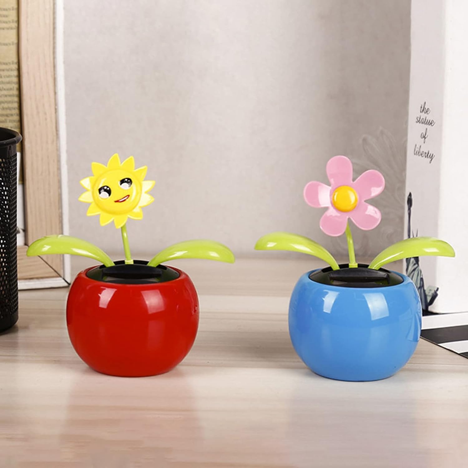 Walbest Solar Dancing Flower Car Dashboard Decorations - Funny Solar Powered Dancing Flower Pot Car Ornaments Flower Swinging Toy for Car Decor, Funny Gifts for Friends Q