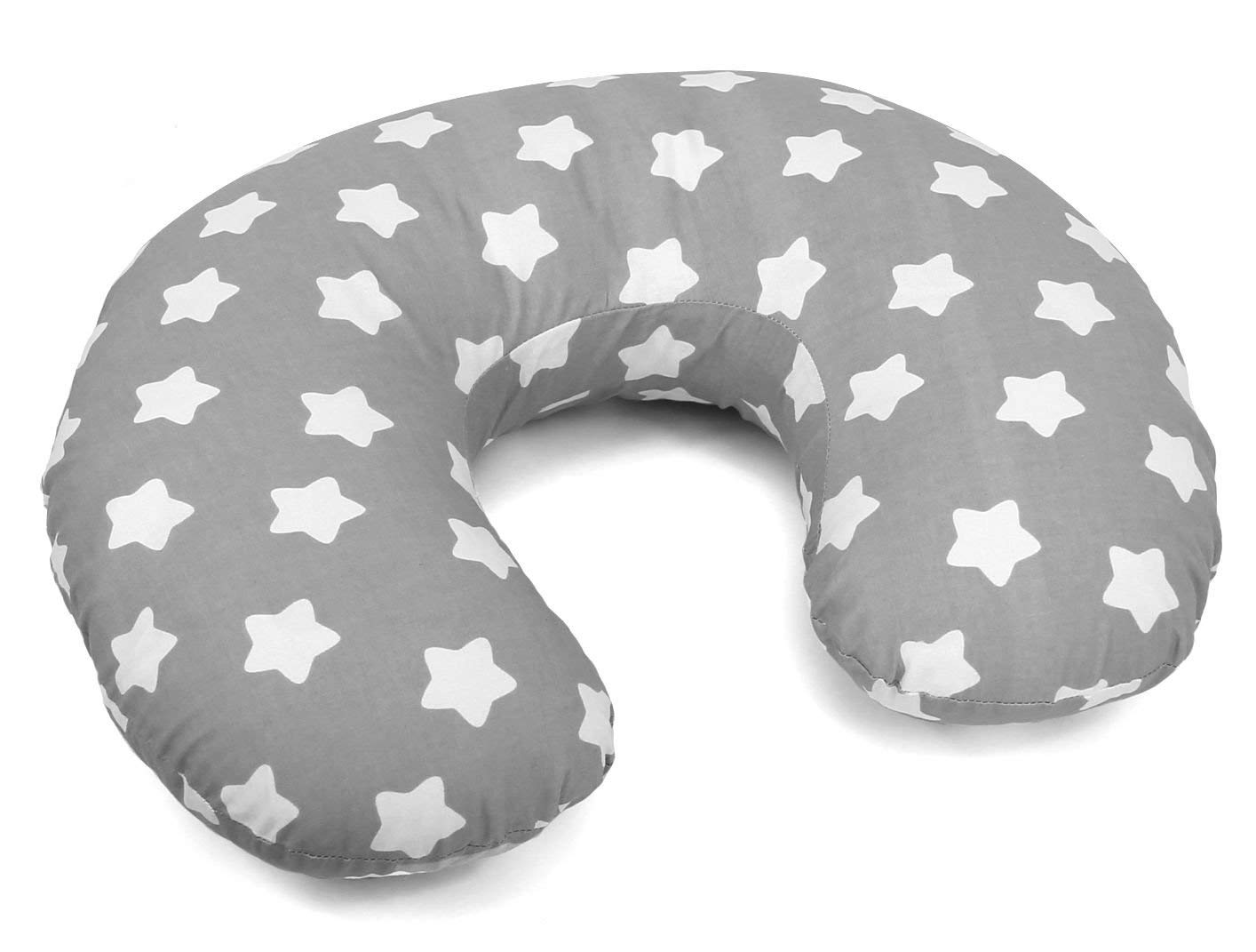 Babymam Big White Stars On Grey Cover For Feeding Pillow Matern​Ity Pregnancy Baby Breastfeeding - Only Cover (Big White Stars On Grey)