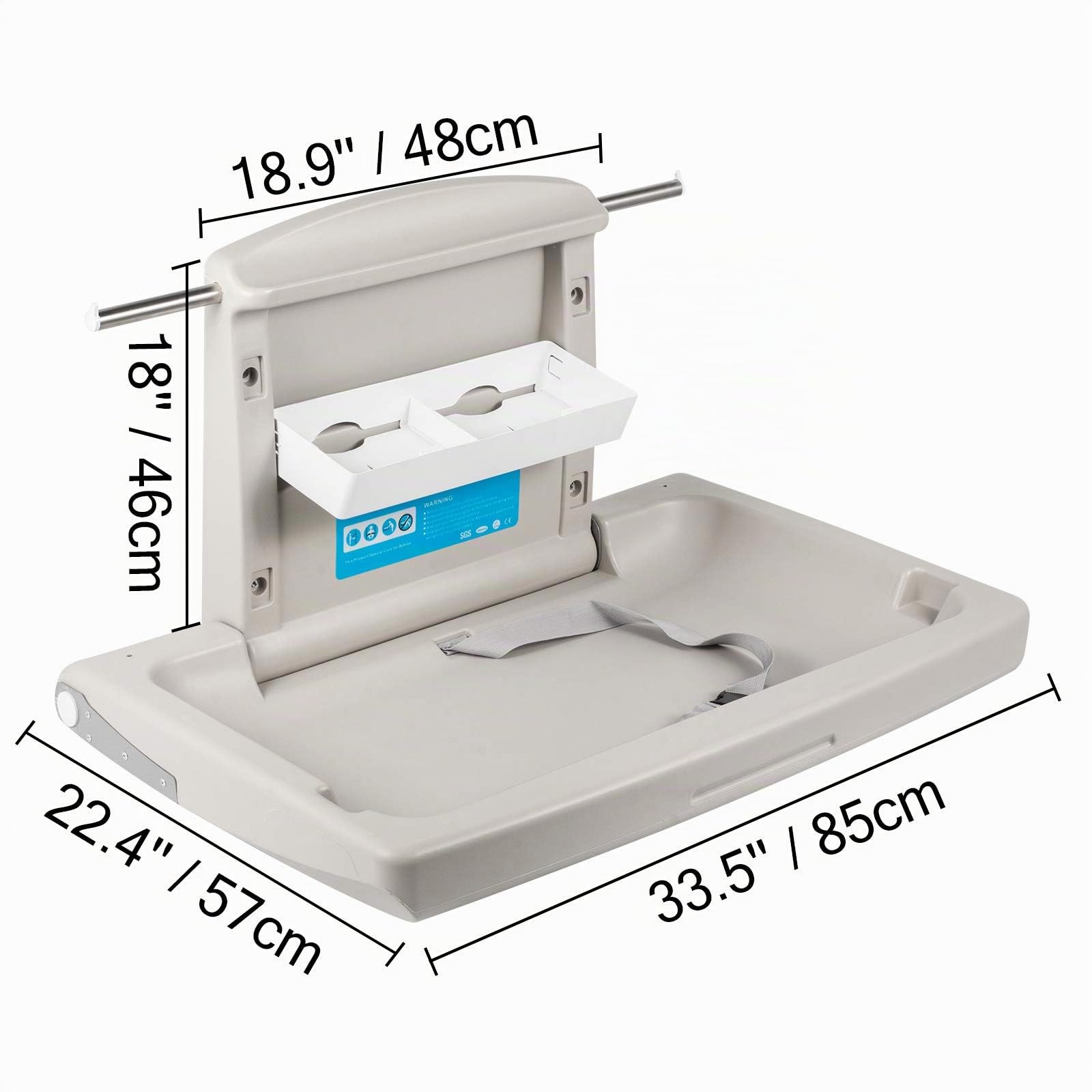 VEVOR Wickeltisch klappbar 85 x 57 x 47 cm HDPE Wickelstation