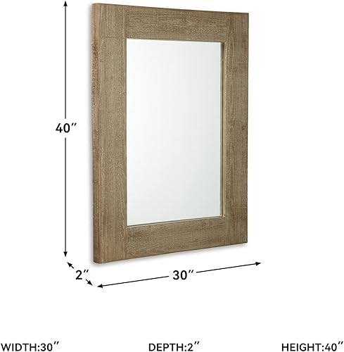 Miniatura 9 de Signature Design by Ashley Waltleigh Farmhouse - Espejo de acento color marrón envejecido