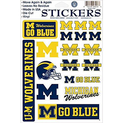 Michigan Wolverines Vinyl Cling Stickers 18 Removeable Decals NCAA Licensed