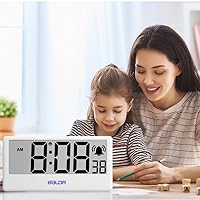 Vista 4 de BALDR Reloj digital con hora de Internet, reloj despertador WiFi, funciona con pilas, con pantalla digital grande, hora de Internet, conmutable