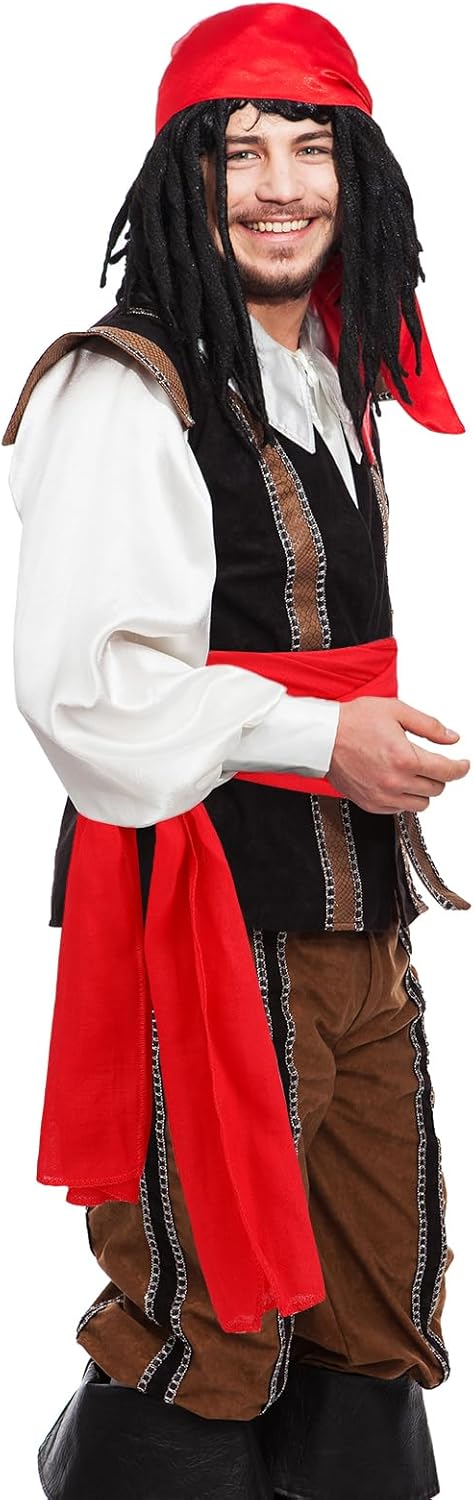 Pirate Accessories Halloween Costume Set 4Pcs Pirate Hat Bandana Halloween Head Scarf Sash Belt Renaissance for Women Men - Image 5