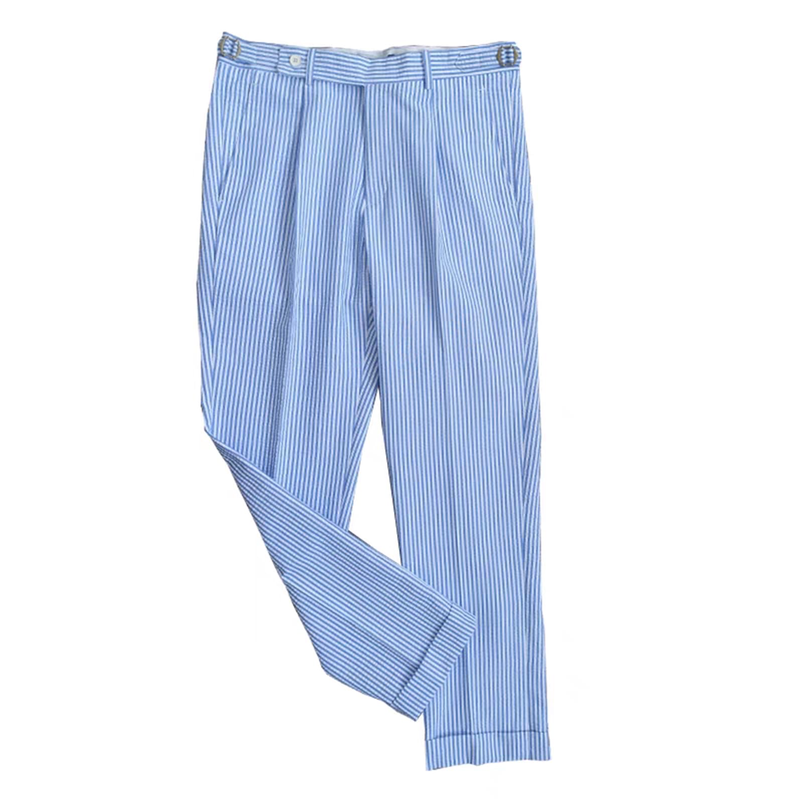 Solovedress Seersucker - Pantalones de rayas para hombre, para verano, playa, vestido de novio para boda