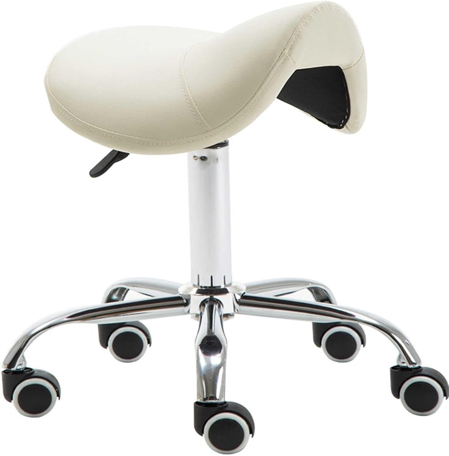 OZBMA Rolling Saddle Stool on Wheels Swivel Seat for Salon Spa Massage Tattoo Bar Studio Comfortable Balance (Off)