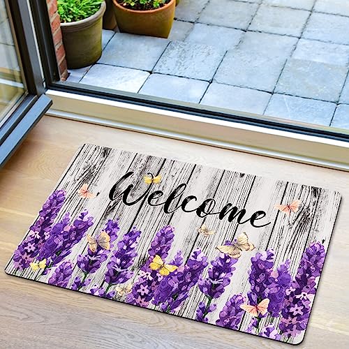 Lmsm Lavender Bathroom Rugs, Purple Indoor Front Door Mats For Enterway Floor, Absorbent Quick Dry Non-Slip Kitchen Floor Mats For Bathtub Shower Sink 16×24 Inch #TOP6
