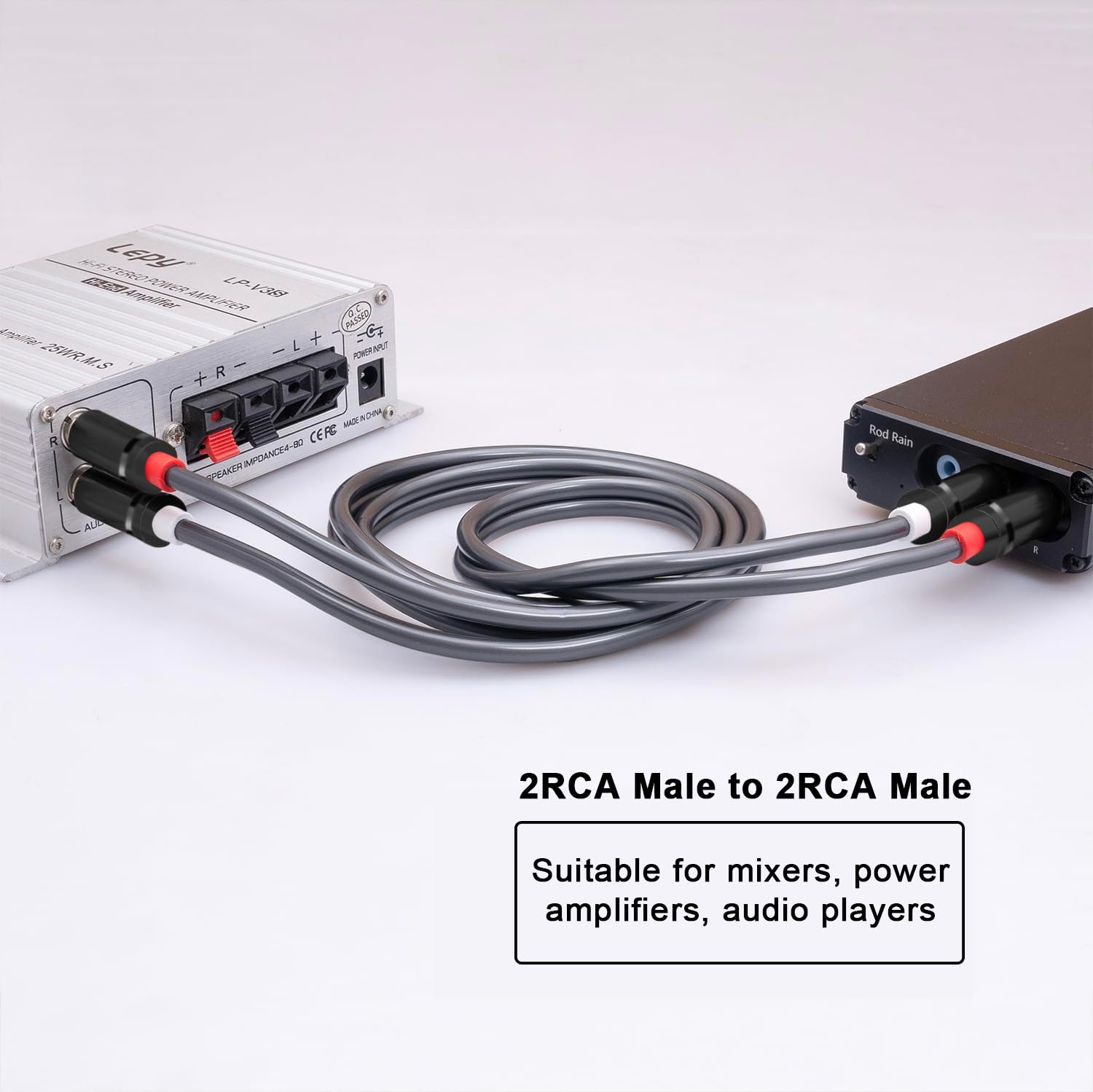 Jasoz - Confezione da 2 cavi RCA da 3 m, da 2 RCA maschio a 2 RCA maschio, cavo audio stereo per Home Theater, HDTV, console di gioco, sistemi Hi-Fi