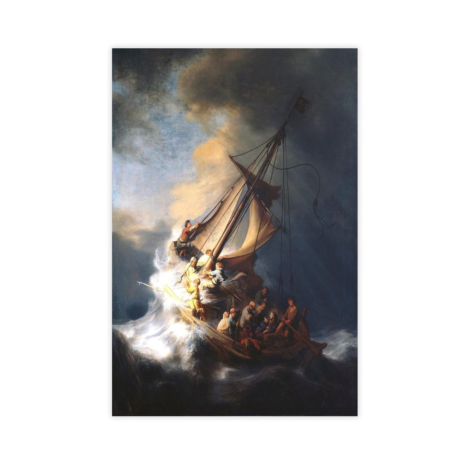 Piank Unframe The Storm On The Sea Of Galilee By Rembrandt Van Rijn Poster Bedroom Canvas Decor Print Wall Art Office Room Aesthetic Decor Gift 16X24inch(40
