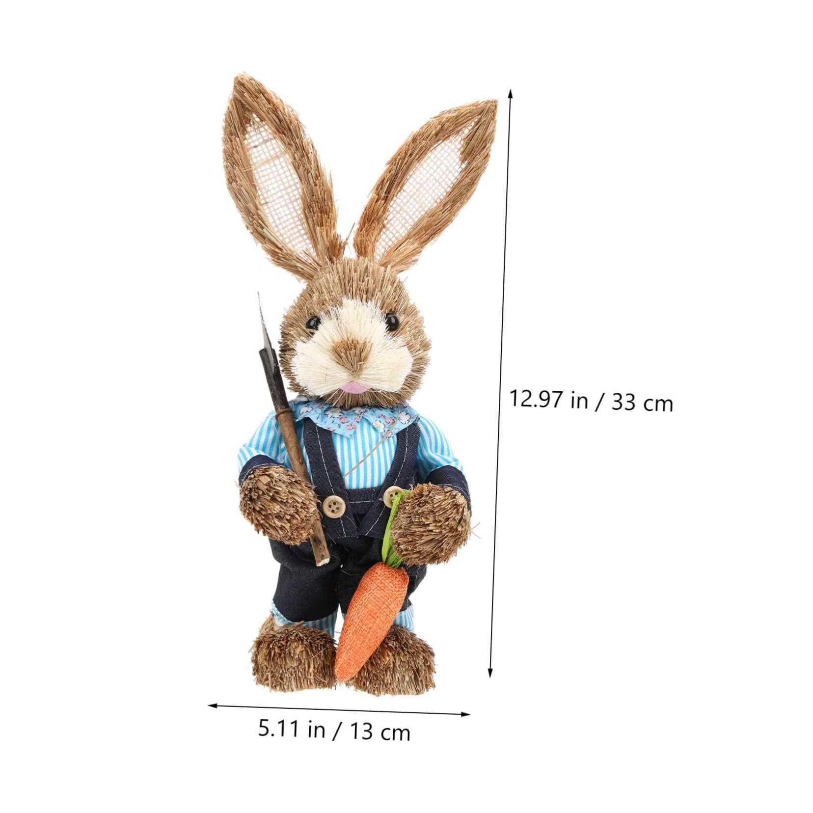 Zerodeko 2pezzi Decorazioni Pasquali Statue Di Conigli Paglia Intrecciata Figurine Di Coniglio Per Giardino e Casa Regali Di Pasqua Per Ambienti Rurali Rabbit Ornament