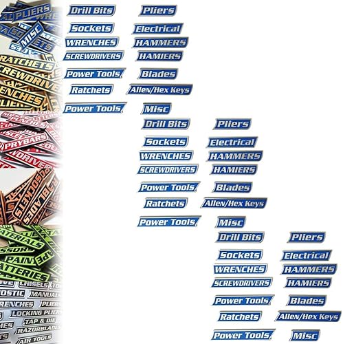 Miniatura 22 de Paquete de 12 etiquetas magnéticas para caja de herramientas, 12/24/36 unidades, etiquetas de metal duraderas para cajón de caja de herramientas,