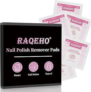 50 Nail Polish Remover Pads - Nail Wrap Wipes for Nail Polish Removal Lint Free Travel Nail Wipe Soak Off Fingernail Remover Pad Individually Wrapped Nail Paint Removal for On The Go Home Use