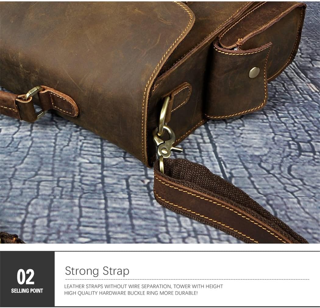 Haitpant Men Real Leather Business Briefcase 13" Laptop Document Case Attache Portfolio Crossbody Bag