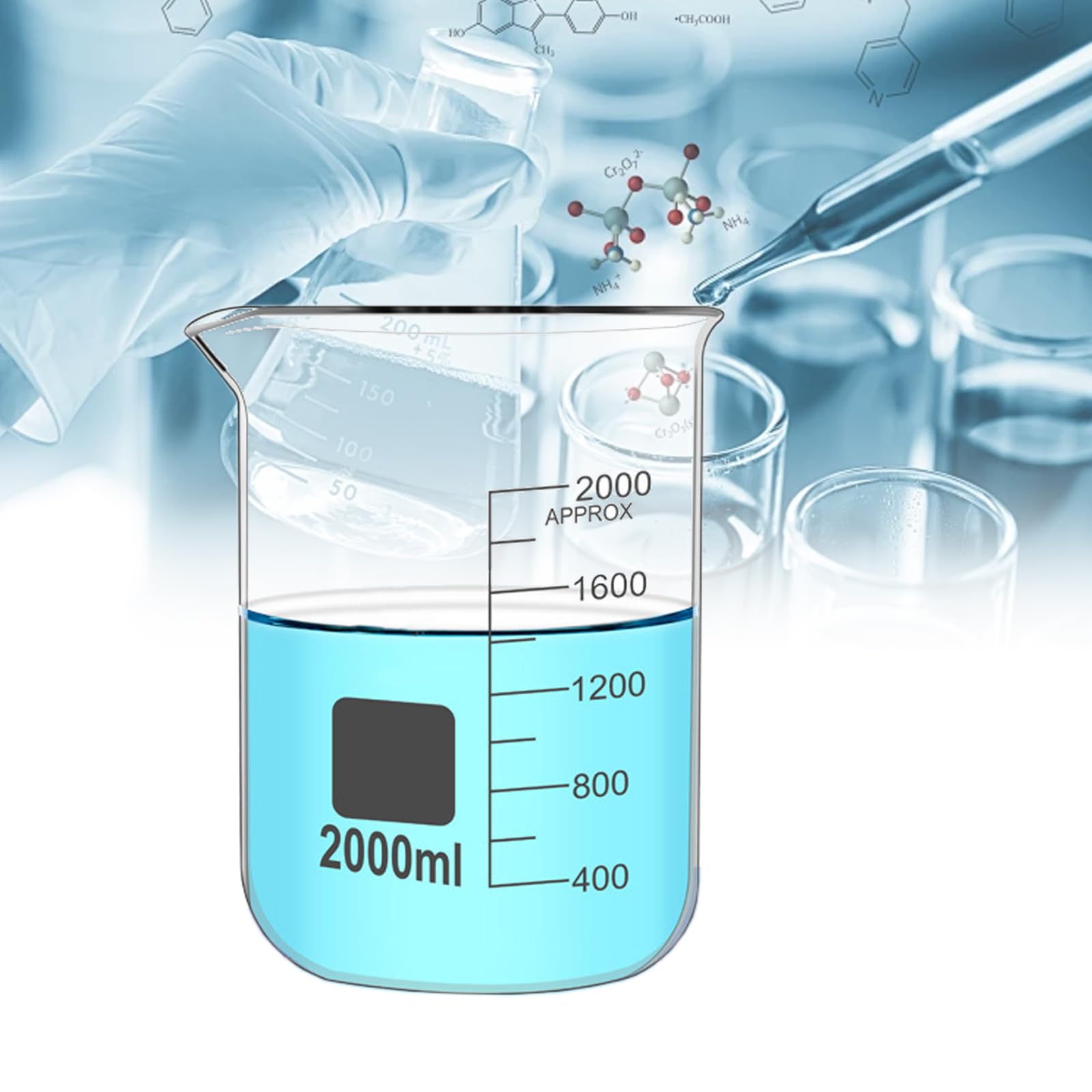Vasos medidores de Vidrio, Vaso medidor Transparente de Vidrio, Escala Transparente, Muesca de vertido, Vidrio de borosilicato, Temperatura Ajustable, para Cocina, repostería y Laboratorio (1000 ml)