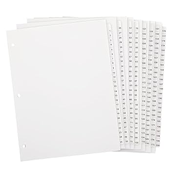 Amazon | Yeaqee 番号付きタブ 3リングバインダー用 レター