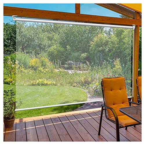 OFUNGO Draussen Wasserdicht Winddicht PVC-Kunststoff Klare Rollos, HD-transparent Außenrollos Jalousien, Staubdicht Trennwände Vorhang für Garten Balkon Pergola Cover