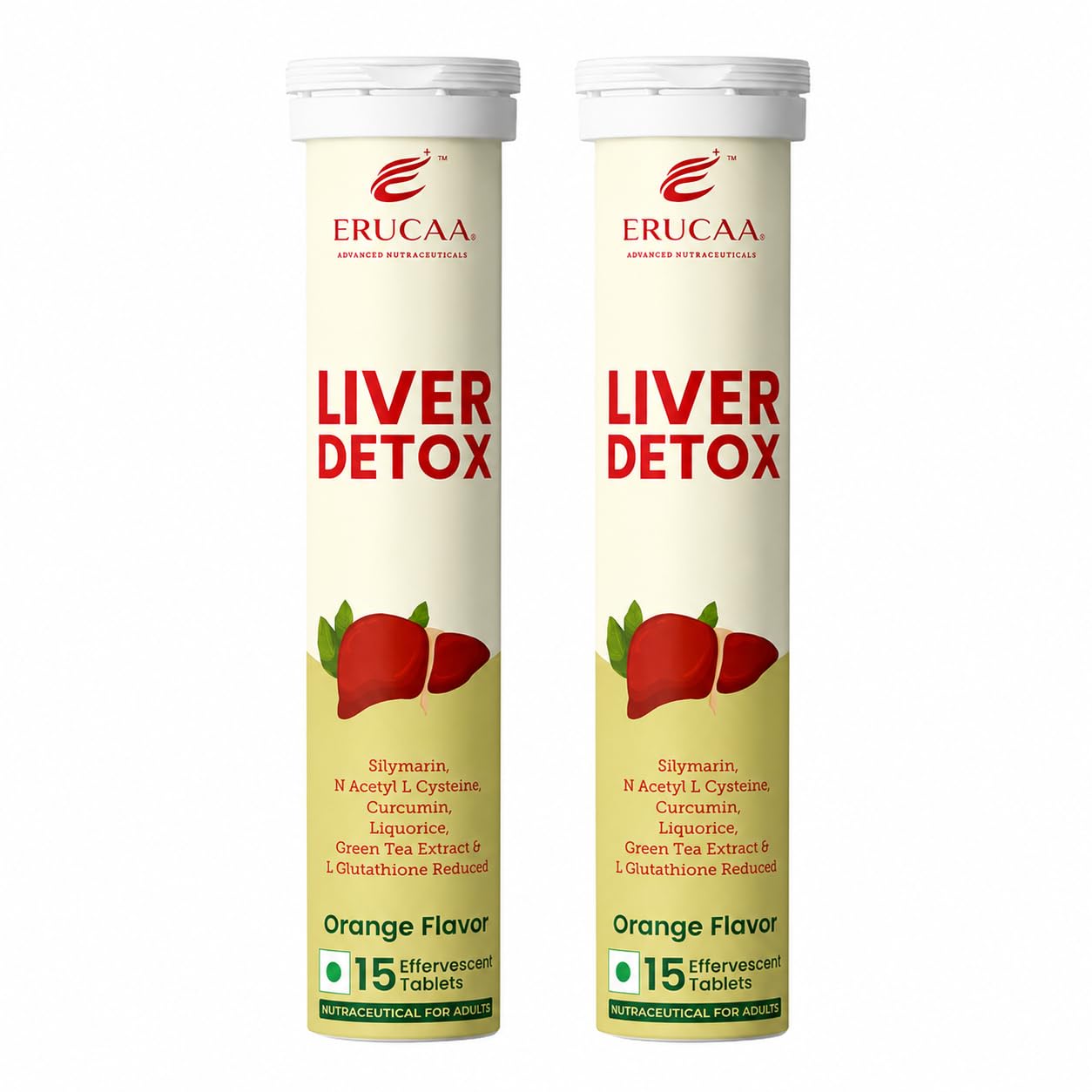 Liver Detox Effervescent Tablets with Silymarin, NAC, Curcumin, Liquorice, Green Tea Extract & L-Glutathione, Orange Flavour, 15 Tablets-image-41