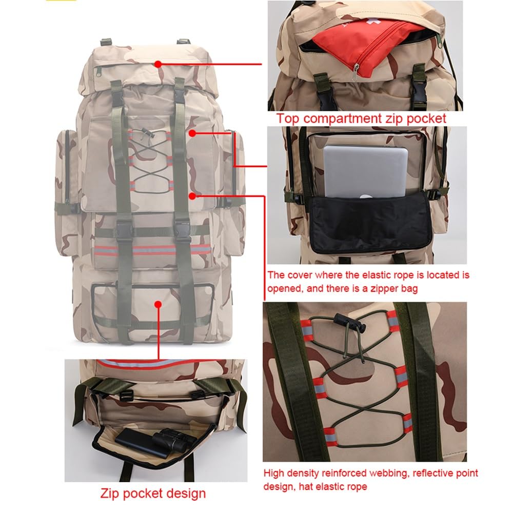 ILOOXI 130L Wanderrucksack Herren Damen Berg Camping Rucksack Leichter Tagesrucksack Wasserdicht Outdoor Reise Tagesrucksack
