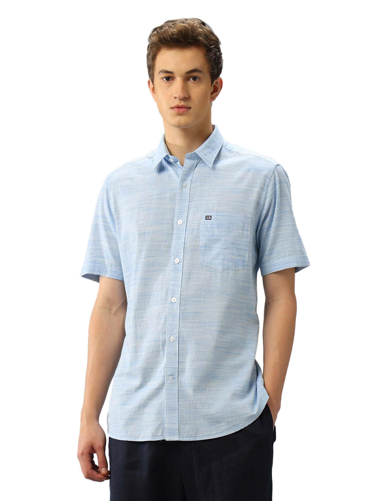 Arrow Sports Men's Green Abstract Printed Spread Collar Half Sleeve Casual Cotton Regular Fit Shirt