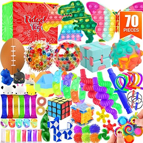 Fidget Toys Set, 70 Pack Sensory Toys Party Favors Kids Autism Autistic Children, Classroom Treasure Box Chest Prizes Pinata Stuffer Gifts Small Mini Bulk Toy Carnival ADHD