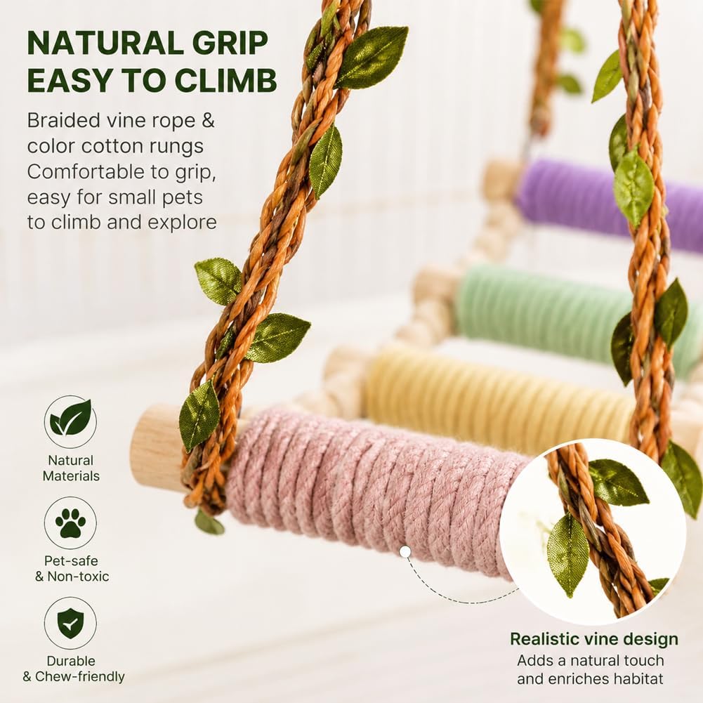 Sugar Glider Swing Toys,Natural Wood Rat Enrichment Toys | Small Animal Climbing Toys for Birds Squirrel Hamster,Hanging Sugar Cage Accessories