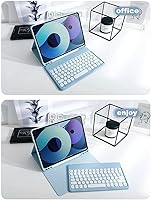 Vista 3 de AnMengXinLing Funda para teclado con combo de ratón para Galaxy Tab S6 Lite de 10.4 pulgadas 2024/2022/2020, teclas redondas, teclado magnético