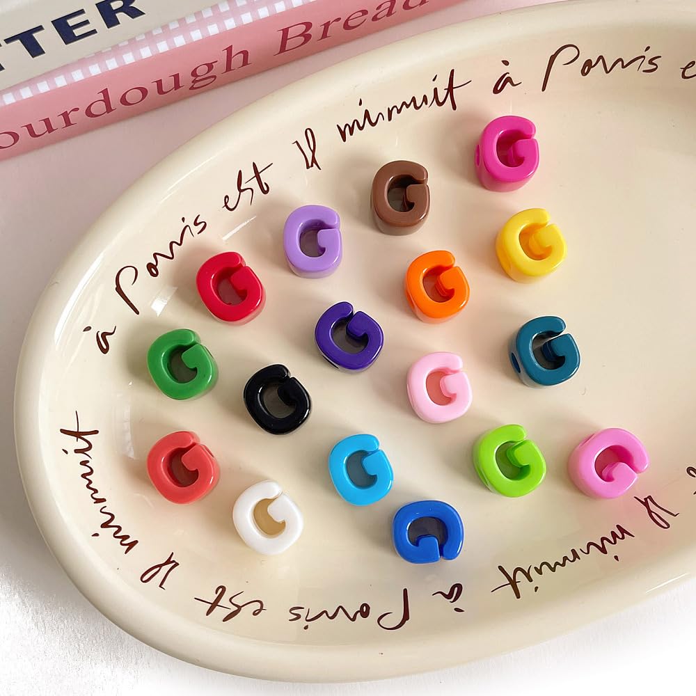 Clotiry Approx 160Pcs Opaque Acrylic Letter G Large Hole Beads Colorful Alphabet Capital Letter European Beads for Beading Jewelry Making