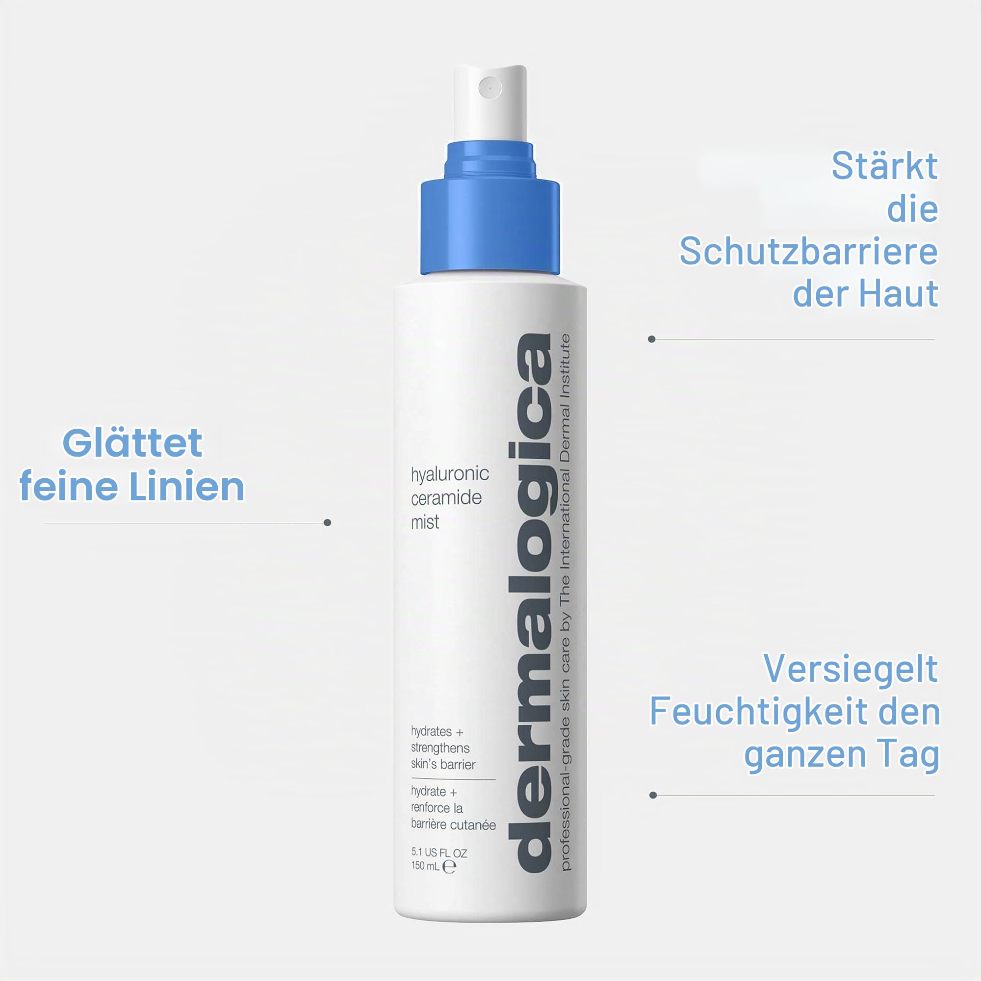 Dermalogica Hyaluronic Ceramide Mist 150ml - Gesichtsspray für ein erholtes, frisches und pralles Hautbild. Spendet Feuchtigkeit, stärkt die Hautbarriere, glättet feine Linien und Falten. | Feuchtigkeitsspray mit Hyaluronsäure und Ceramiden, das Feuchtigk