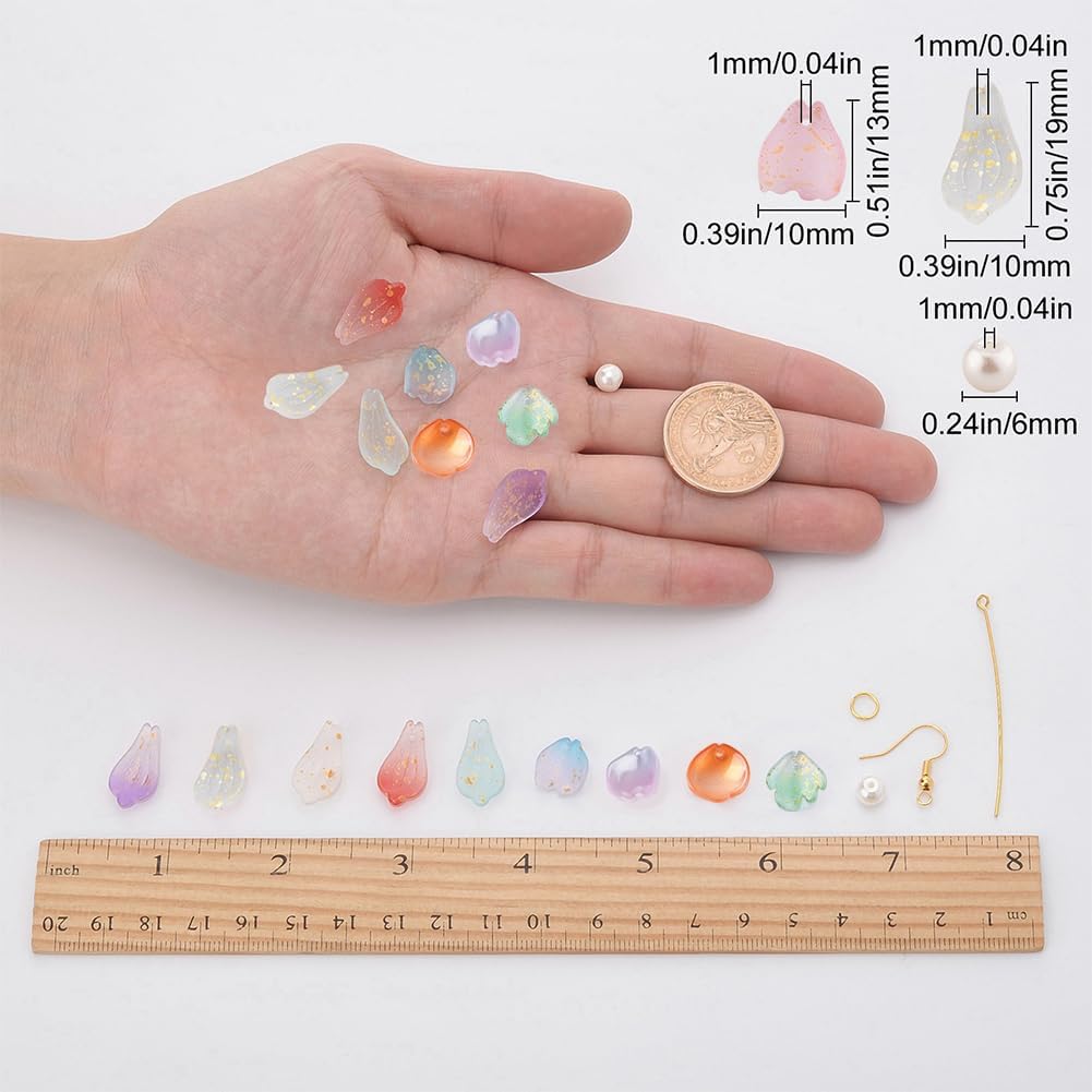 SUNNYCLUE 10 Pairs Flower Petal Earrings Dangle Earring Making Kits Petal Charms Pendants with Jump Rings & Earring Hooks for Women Beginners DIY Earring Jewelry Making image 3