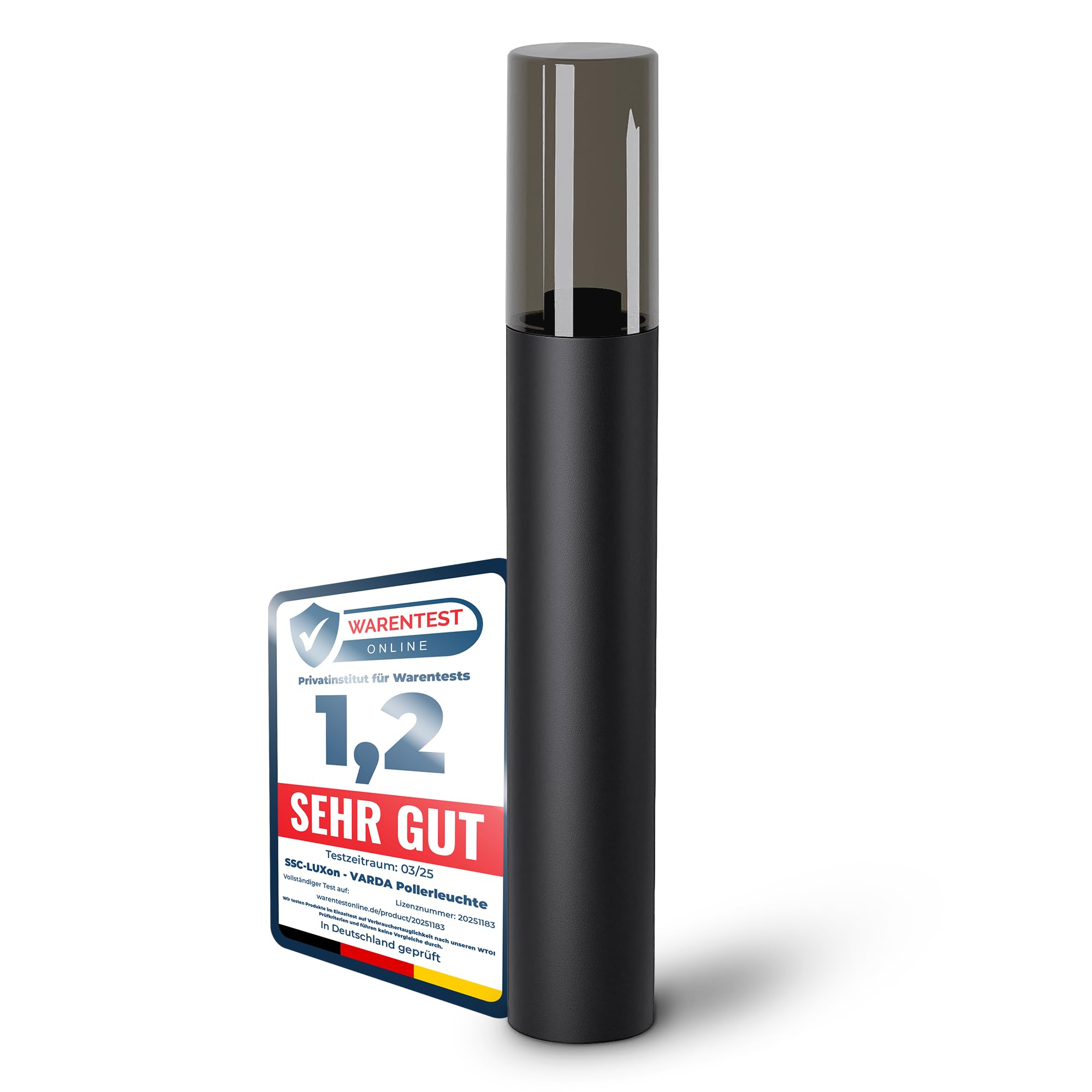 SSC-LUXon VARDA Pollerleuchte Außen schwarz E27 Fassung - Garten Wegeleuchte Außenlampe stehend Höhe 50 cm Sockelleuchte IP44