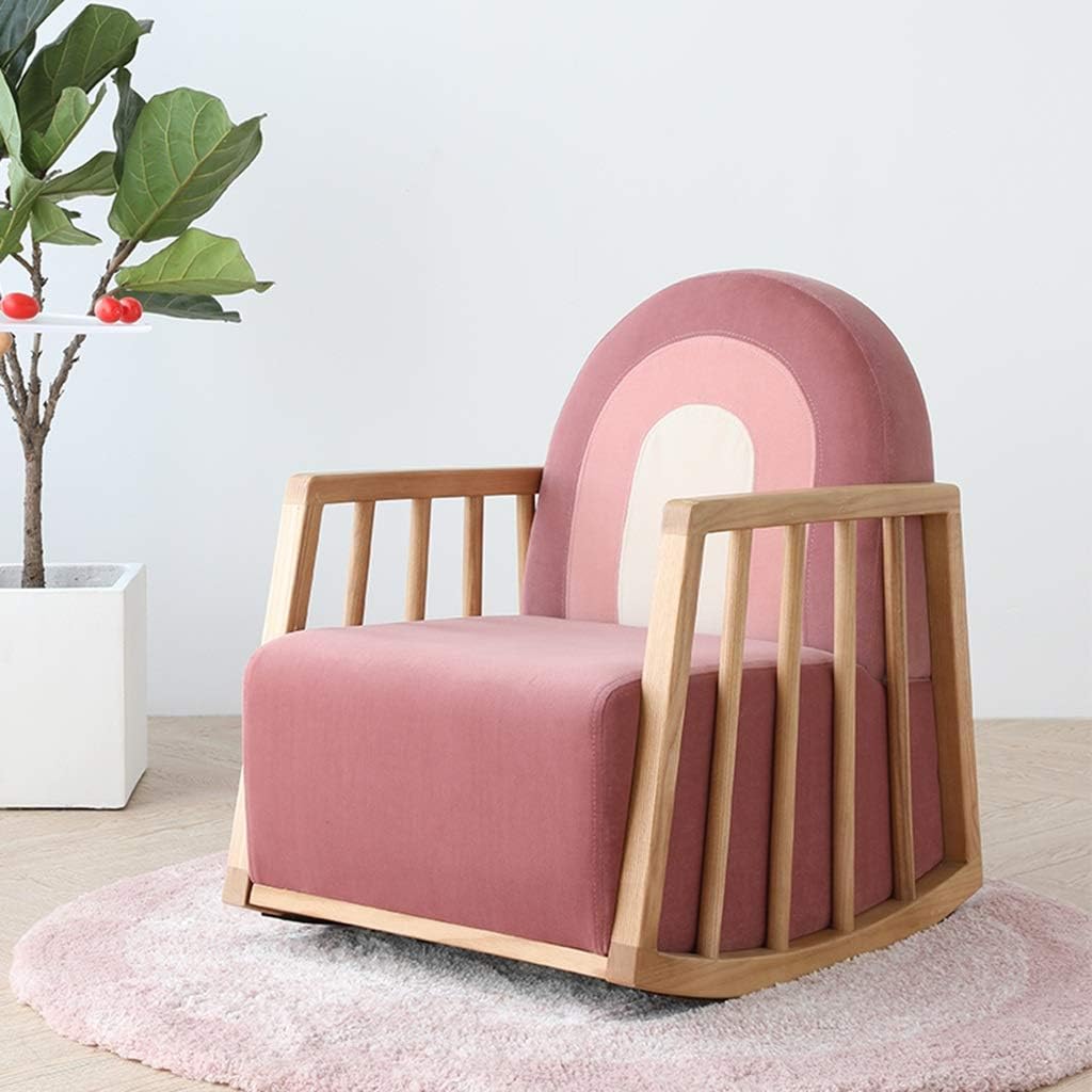 Couch Armchair for Gilrs Creative Rainbow Reading Corner Sofa Chair for Boys and Girls Cute Cartoon Comfortable Flannel Rocking Chair Easy Assembly (Color : Blue Size : 655000cm) (Pink+Primary Color