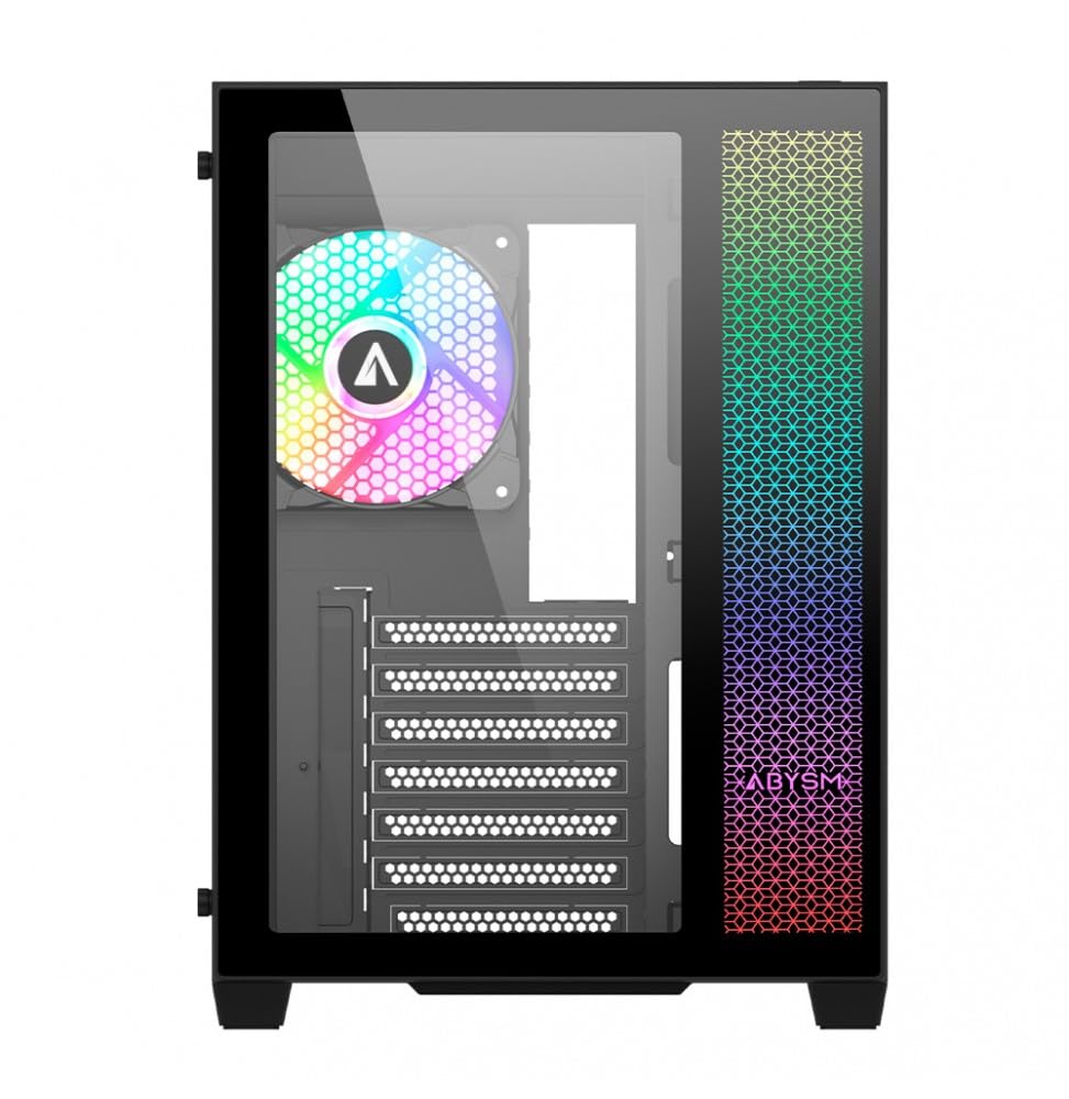 ABYSM Gaming Caja PC Gamer Danube SAVA Black ATX, con Espacio para Tarjetas Gráficas de hasta 410 mm, Lateral de Cristal Templado, USB-C y Cuatro Ventiladores ARGB