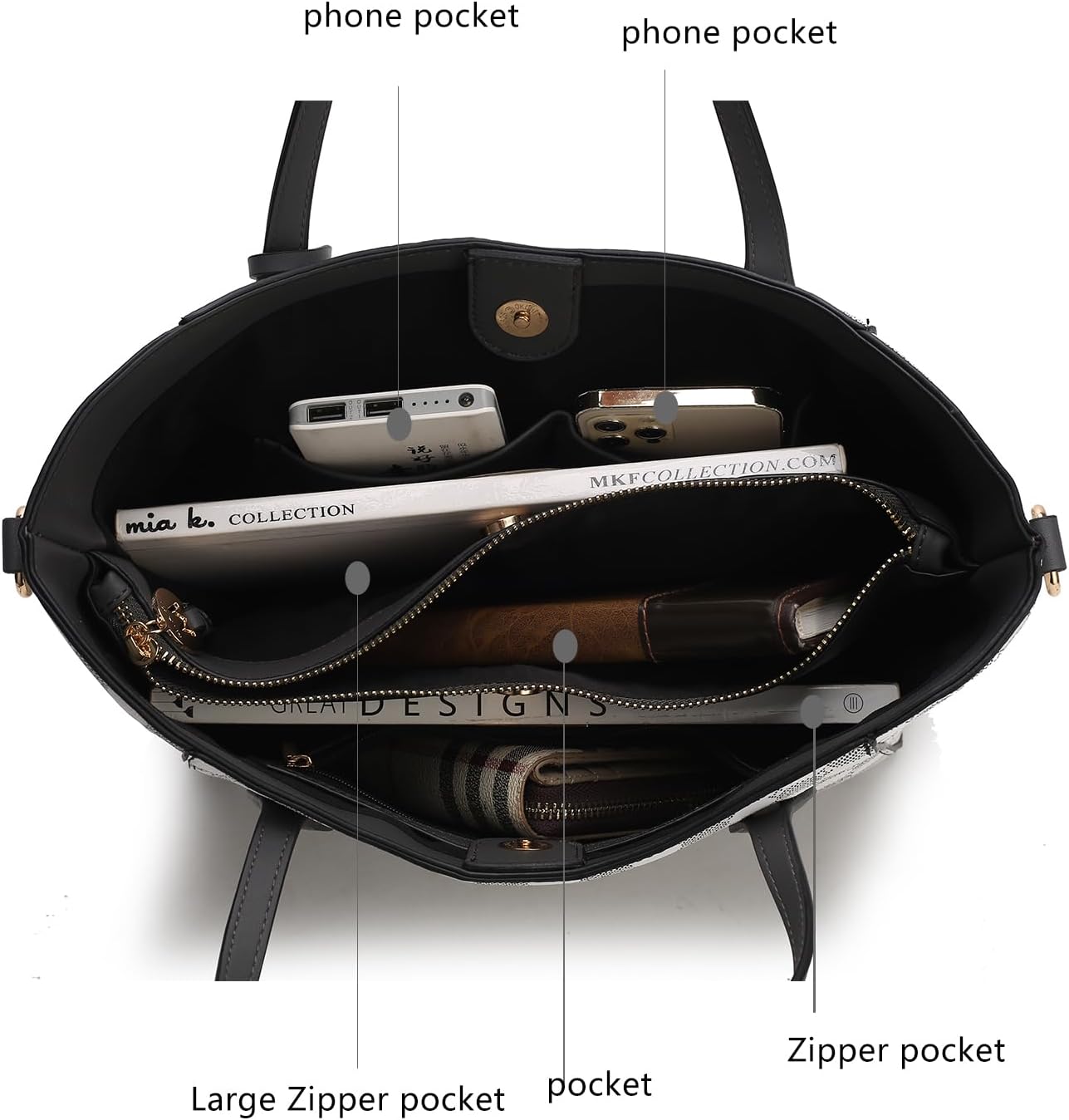 MKF Collection Tote bag for Women with Wristlet Wallet, Vegan Leather Top-Handle Shoulder Handbag Purse by Mia k | with Wristlet Wallet, Vegan Leather, Top-Handle, Purse - Image 6