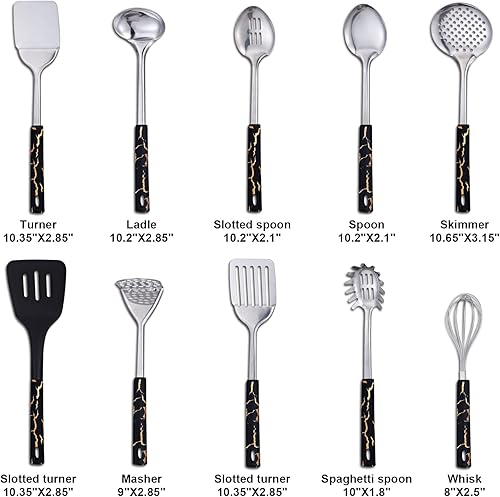 Vista 4 de Stainless Steel Kitchen Utensil Set - 11 Cooking Utensils - Nonstick Kitchen Utensils Cookware Set
