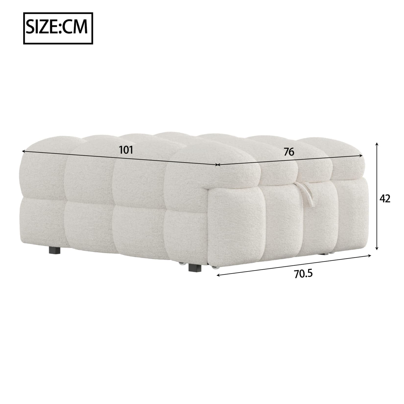 PUGSDRLY Canape Lit 1 Place Convertible,Pouf Salon,Canapé Convertible,Design Rétractablem,Lit Capitonné 1 Place,Tissu Peluche (Beige)
