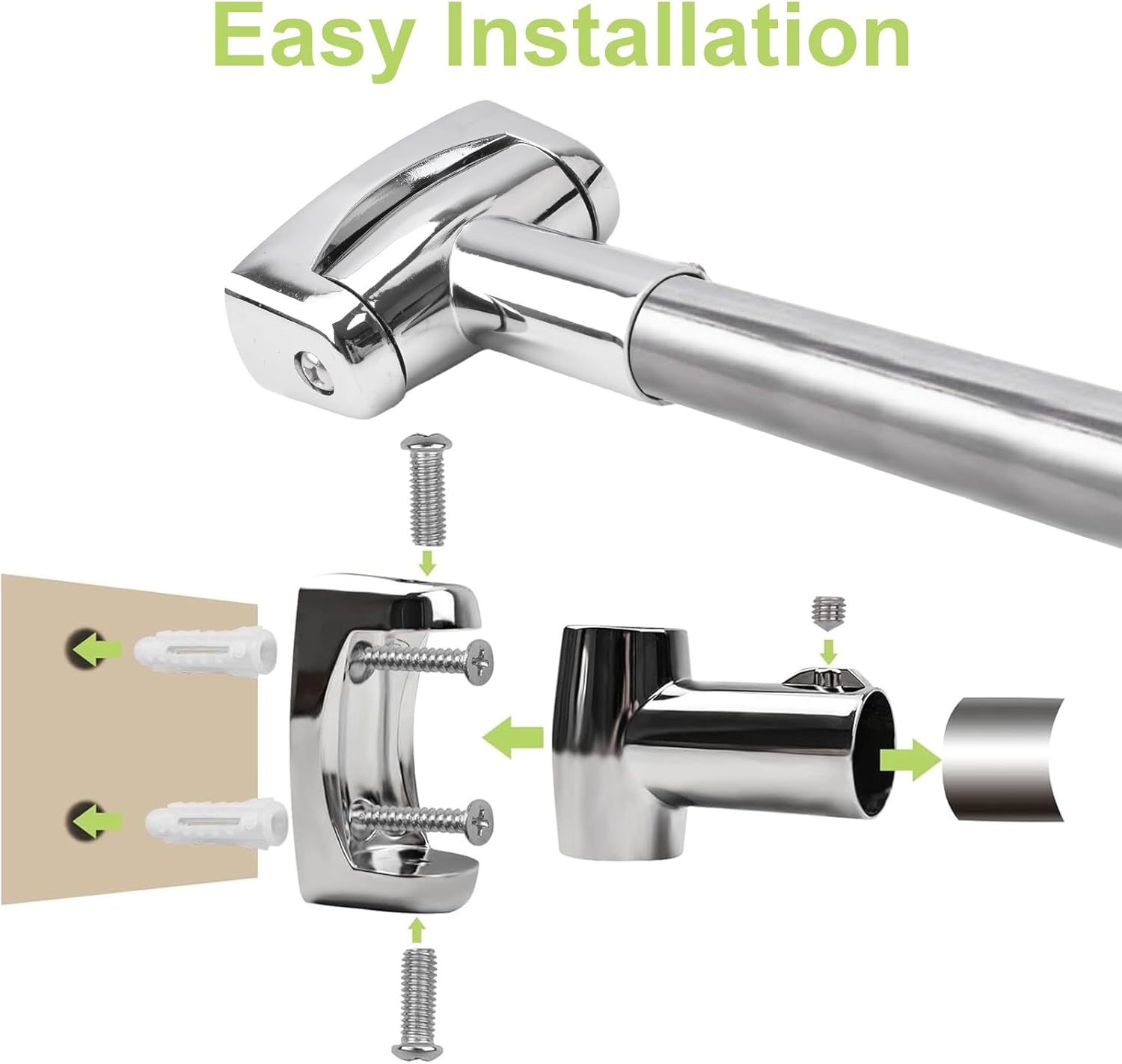 Shower Curtain Rod Bracket, 2Pcs Alloy Shower Curtain Rod Single Swivel Flange Easy Installation Heavy Duty Curtain Rod 180° Rotation Bracket with Screws-22mm (Silver)