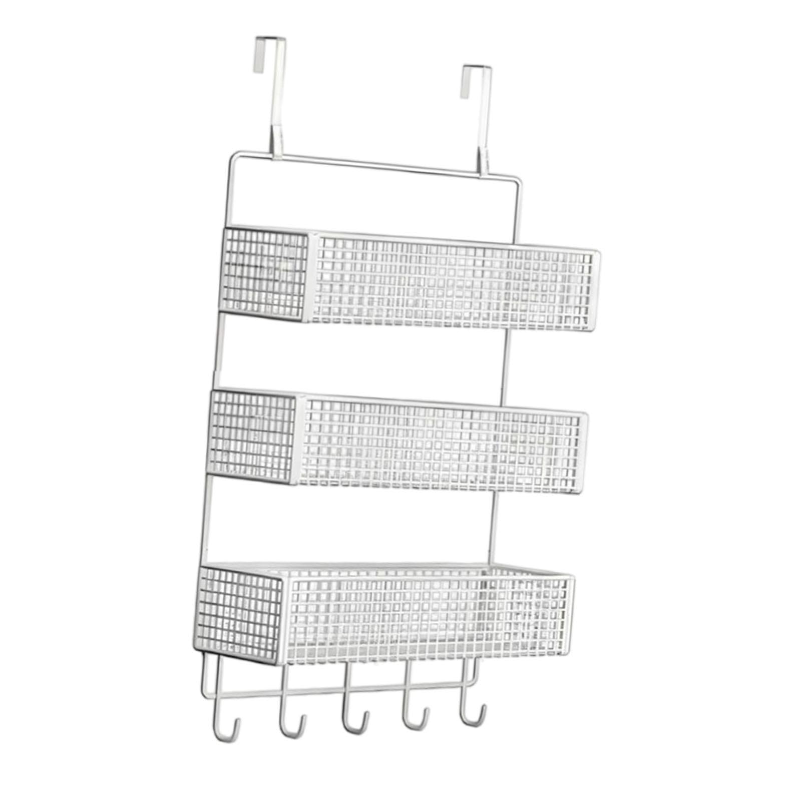 Organizador para Colgar sobre La Puerta, Cesta de Alambre Metálico, Estante Colgante, Cestas de Almacenamiento Resistentes Y Versátiles, Diseño Modern, L White, tal como se describe
