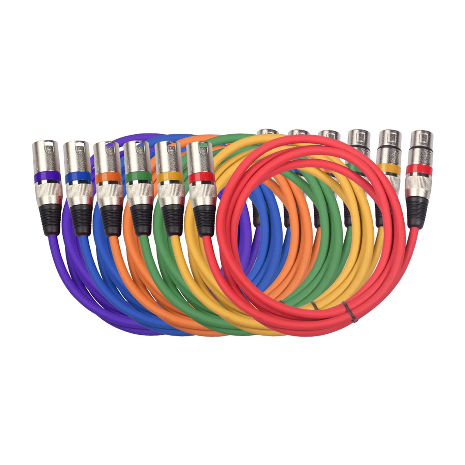 Câble XLR 1.5M mâle femelle pack de 6 cordons DMX 3 broches noir pour jeu de lumière et micro