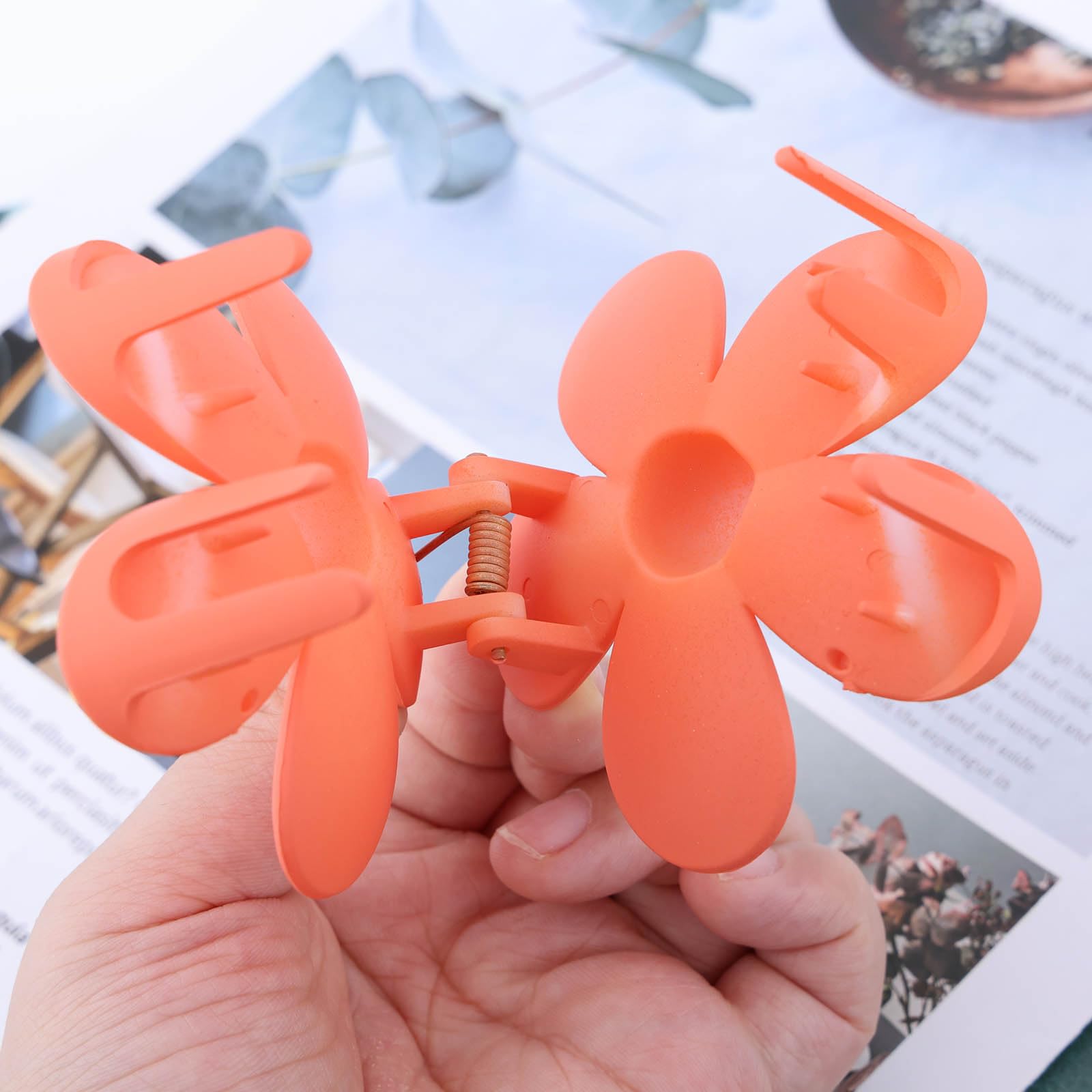 Cybche Large Flower Hair Claw Clips Big Floral Hairclip Candy Acrylic Huge Claw Clip Cute Orange Flower Hair Headclip Matte Flower Hair Accessories for Women Headdress - Image 4