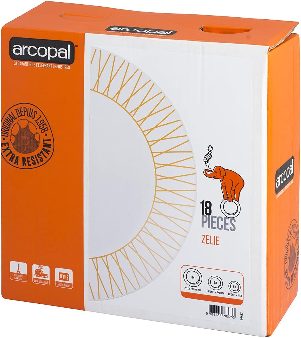 Arc 785753 Auberi Table Set 18 Pieces, Glass, Orange