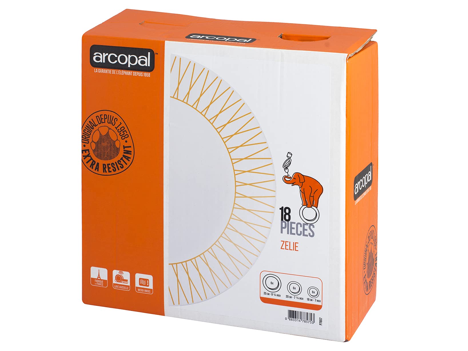 Arc Auberi Orange Servizio Tavola 18 Pezzi, Vetro, Orange