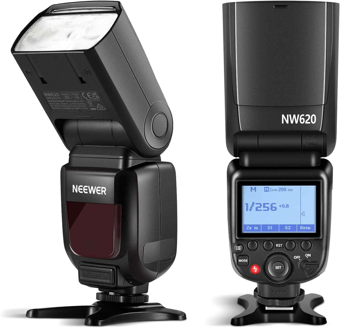 NW620 Speedlite Flash 76W GN60 with LCD Display, M/Multi/S1/S2 Flash Mode, 20-200mm Manual Zoom, Compatible with Canon Nikon Panasonic Olympus Pentax Fujifilm Sony DSLR & Mirrorless